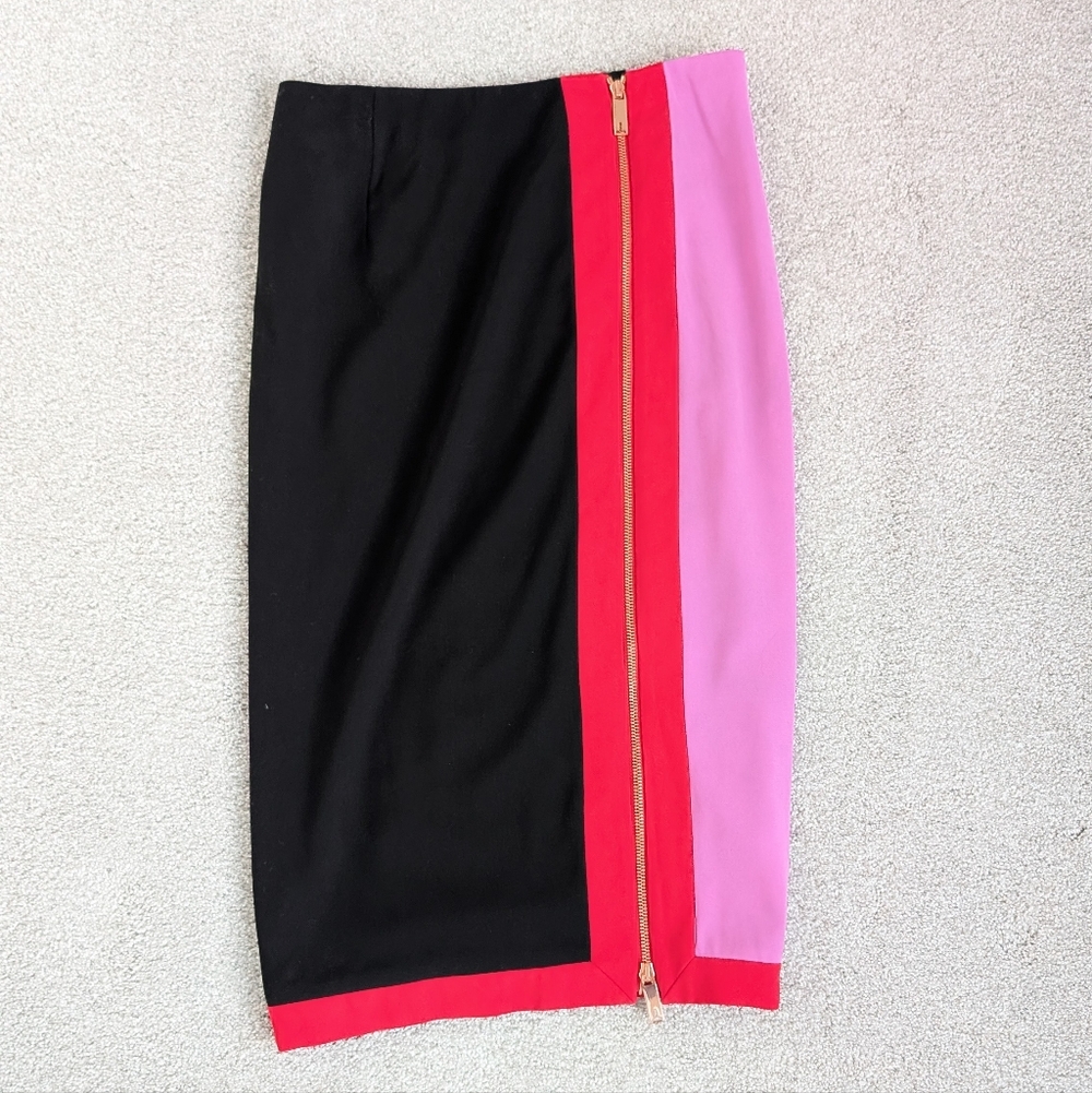 GUC Ted Baker London 1 Black, Red and Light Purple Pencil Skirt